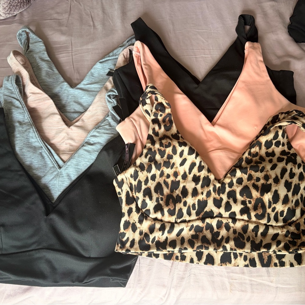 Victoria’s Secret Bralette Large Lot - Black, Grey, Peach, Cheetah (7 Total)